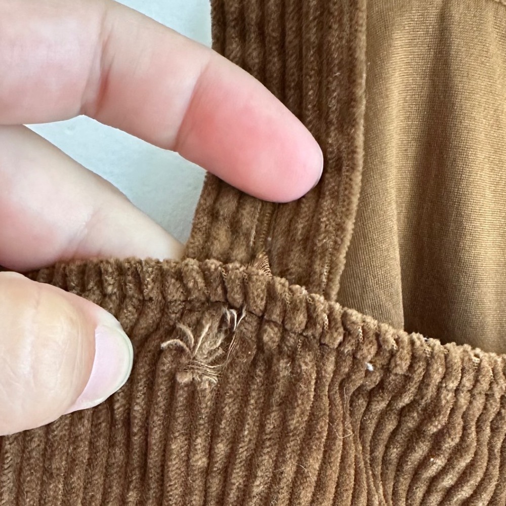 American Eagle Brown Corduroy Pinafore Mini Dress Womens XS Square Neck Jumper - Picture 5 of 7